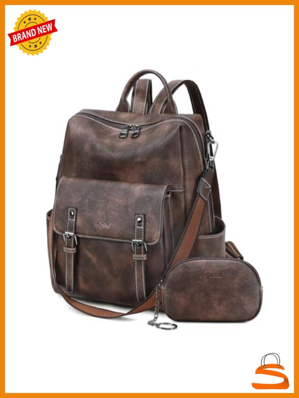 PU Leather Fashion Backpack Purse for Women Shoulder Work Travel Handbag Large